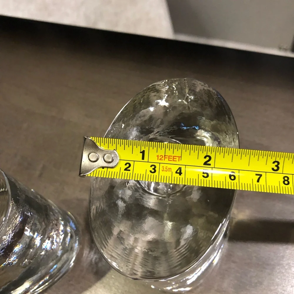 Crate & Barrel Elegant Crystal Clear Ice tapered Candle Holders set of two